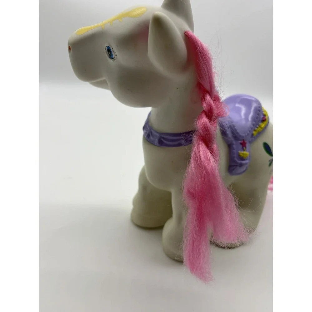 Vintage Large G1 My Little Pony Fakie White Horse‎ Floral Purple Rare HTF